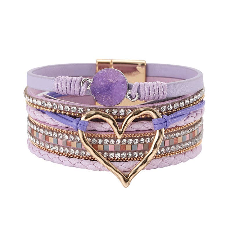 Mio Queena - Multi-Layer Heart Charm Bangle Bracelets - BJ/LB: Blue