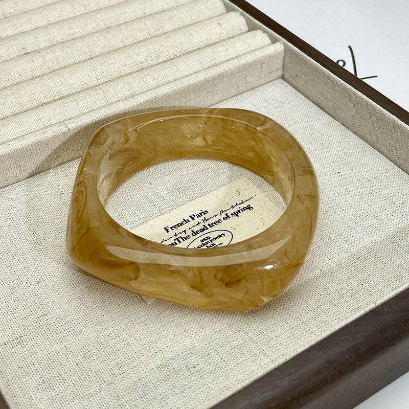 Dipped Shop - Vintage Irregular Acetate Wide Cuff Bracelet DP25D714: C Beige