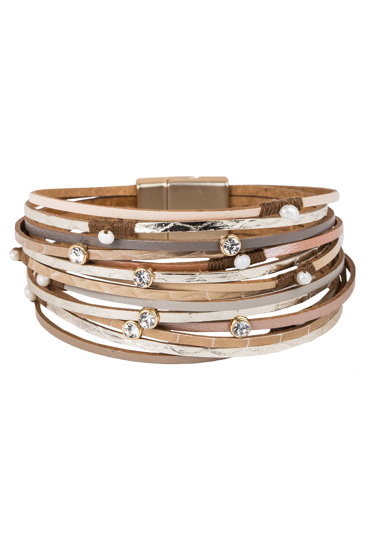 SAACHI - Bubbly Multi Strand Leather Bracelet: Champagne