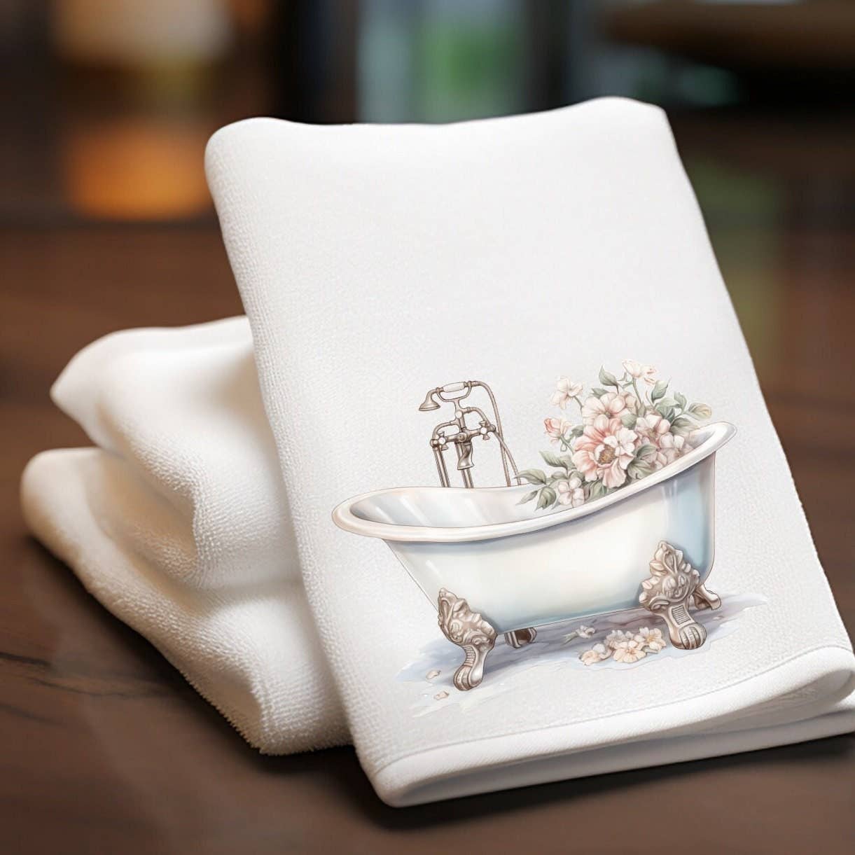 Fernville Creations - Vintage Luxury Floral Fingertip Towel for Bathroom and Spa