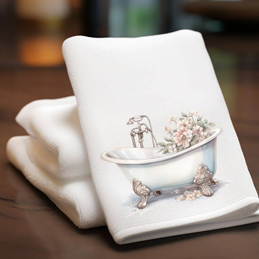 Fernville Creations - Vintage Luxury Floral Fingertip Towel for Bathroom and Spa