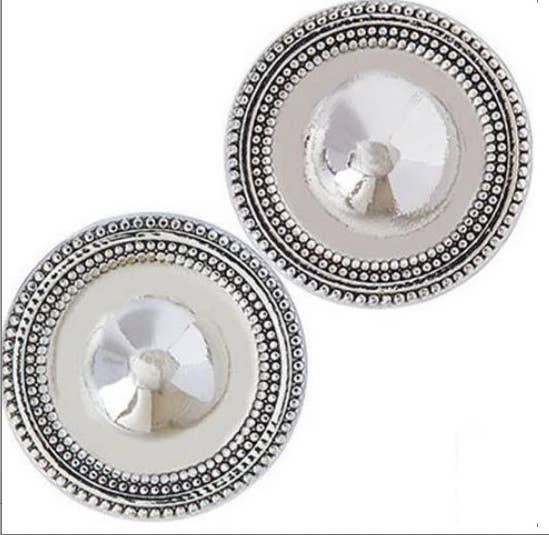 MagneButton - Antique Silver Shiny Magnet Button Pin Set