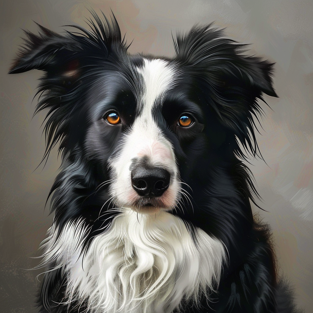 Mowbi - Modern Border Collie Portrait 8"x8" Art Print
