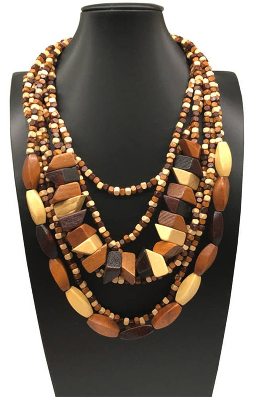 UNISHE - Colorful Wooden Necklace ZK1456: 08 / One Size