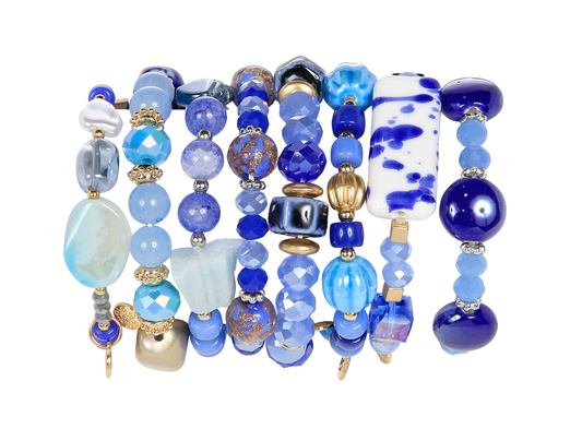 Kaleidoscope Accessories - 1/2 Stax Assortment Refill Bracelets - 16 Pieces: Blue