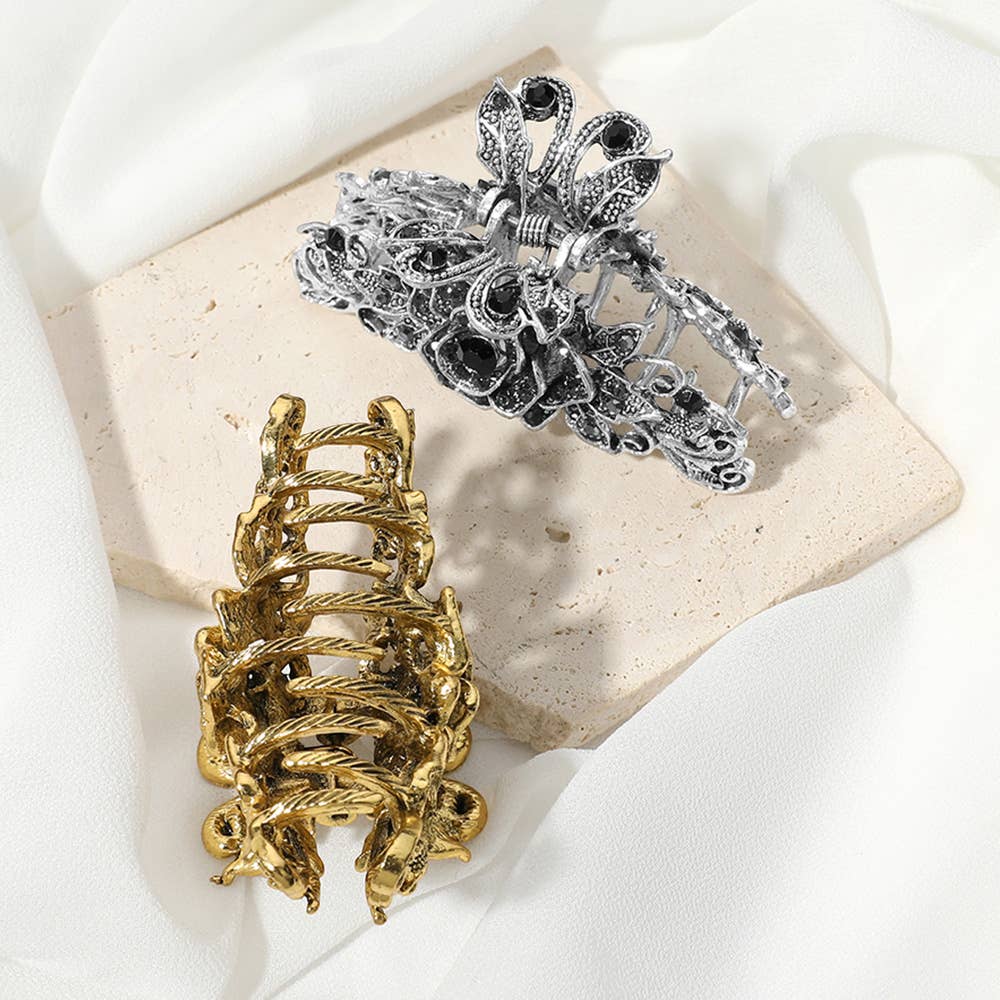 Sensibling Corp. - Stone Paved Rose Vine Hair Claw Clip: Brown