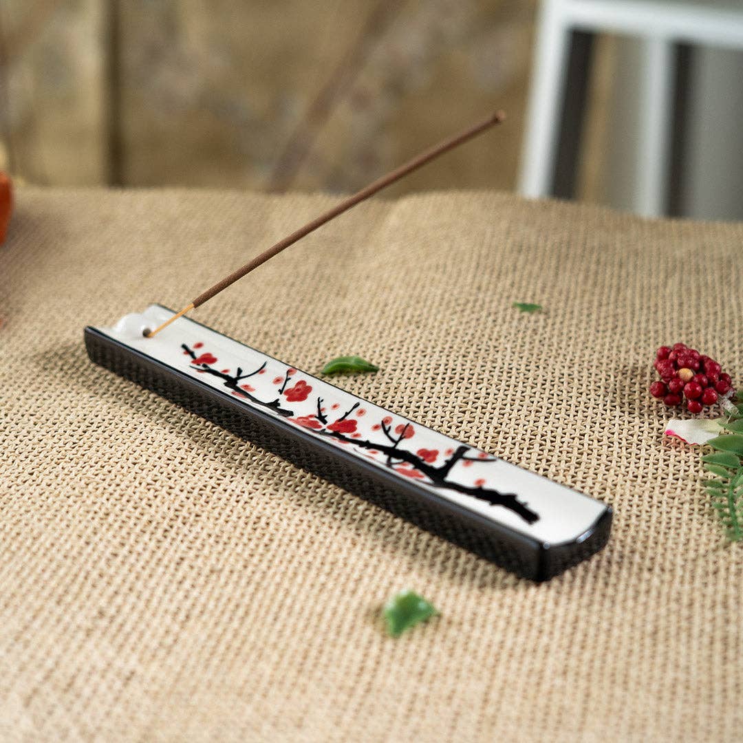 Urban Tokyo - Handpainted Ceramic Incense Holder 9 inch L Cherry Blossoms (1/72)