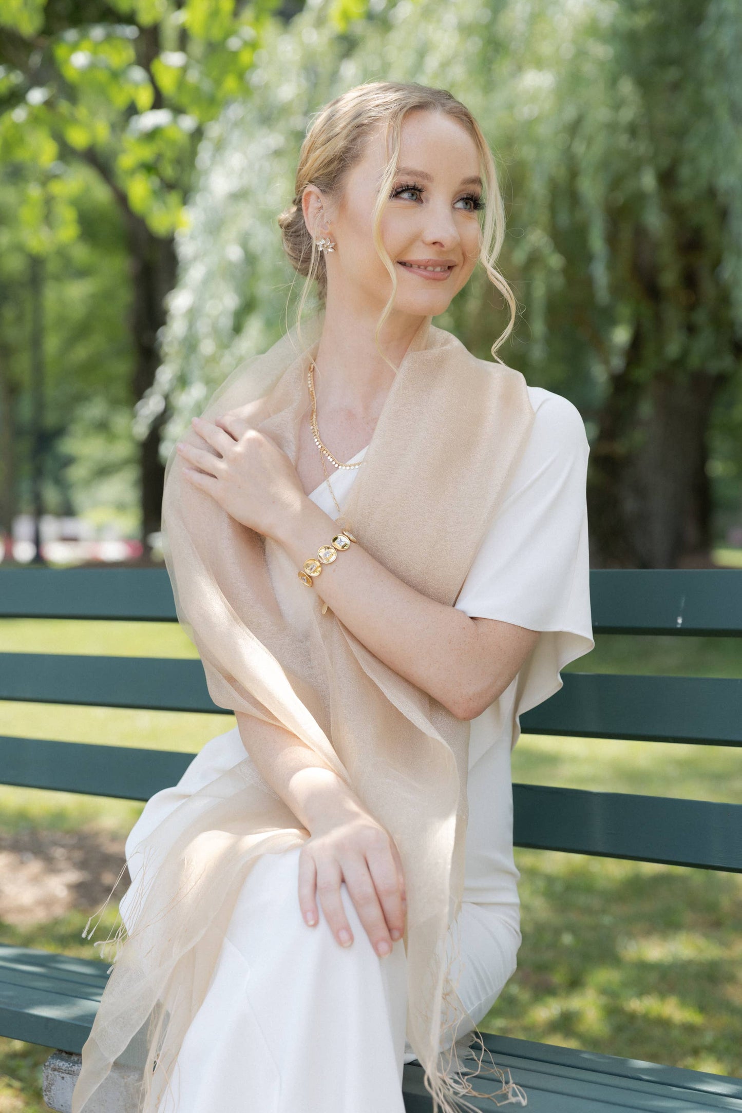 SAACHI - Glitz Silk Scarf: Gold