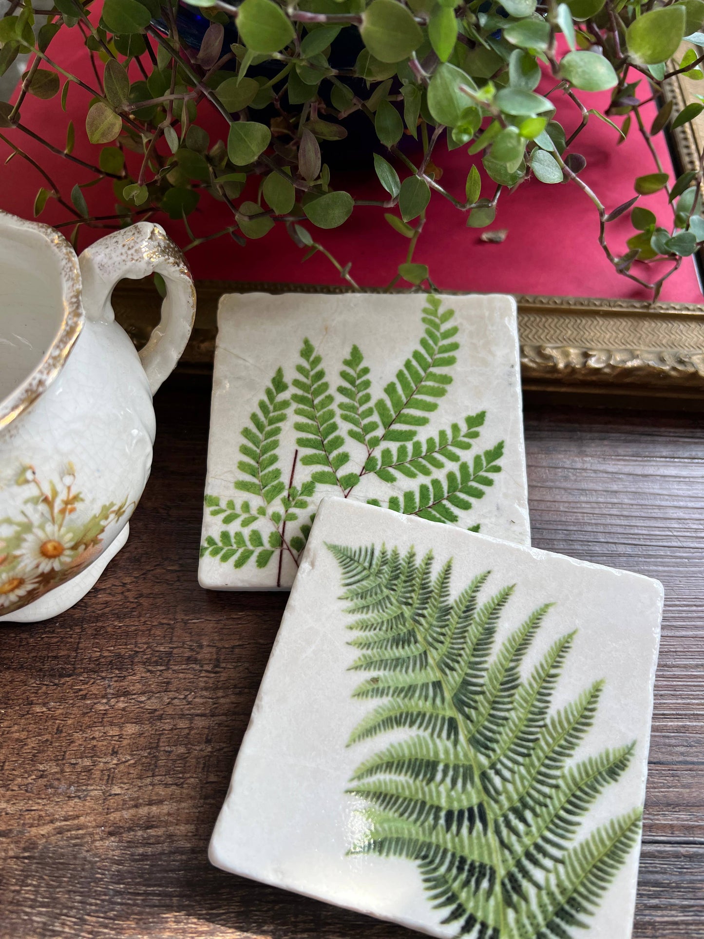 The Painted Lily - Ferns stone coasters - case of 4