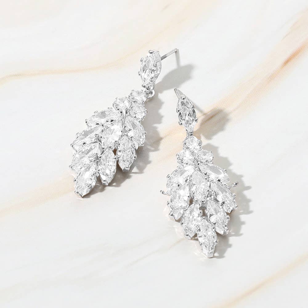 Sensibling Corp. - Marquise CZ Stone Cluster Dangle Evening Earrings: Silver