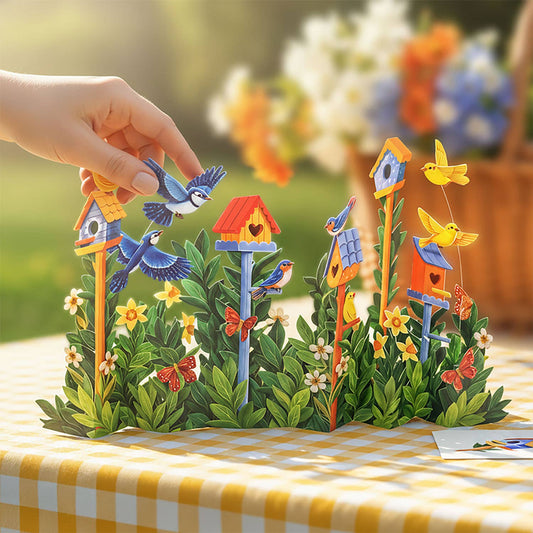 FreshCut Paper LLC - Birdhouse Garden (8 Pop-up Greeting Cards)