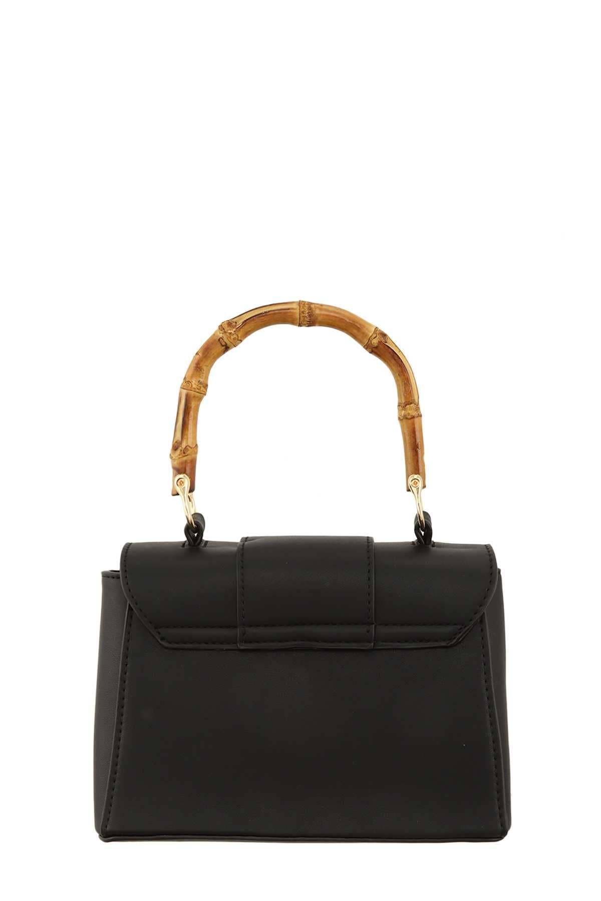 anbfashion - RECTANGULAR CROSSBODY BAG WITH BAMBOO HANDLE 2211-: Black