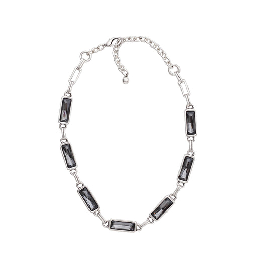 Chanour - Handmade Smoky Crystal Pewter Necklace - 3908