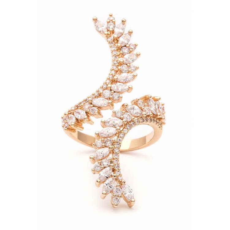 Artini Accessories - Adjustable Iconic CZ Cocktail Ring: Silver/Clear