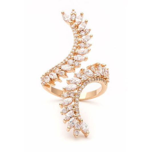 Artini Accessories - Adjustable Iconic CZ Cocktail Ring: Gold/Clear