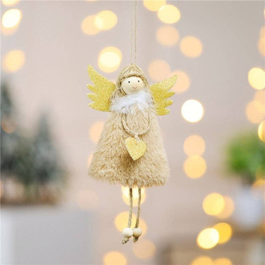 Ekartini - Christmas Plush Angel Girl Ornament: KHAKI