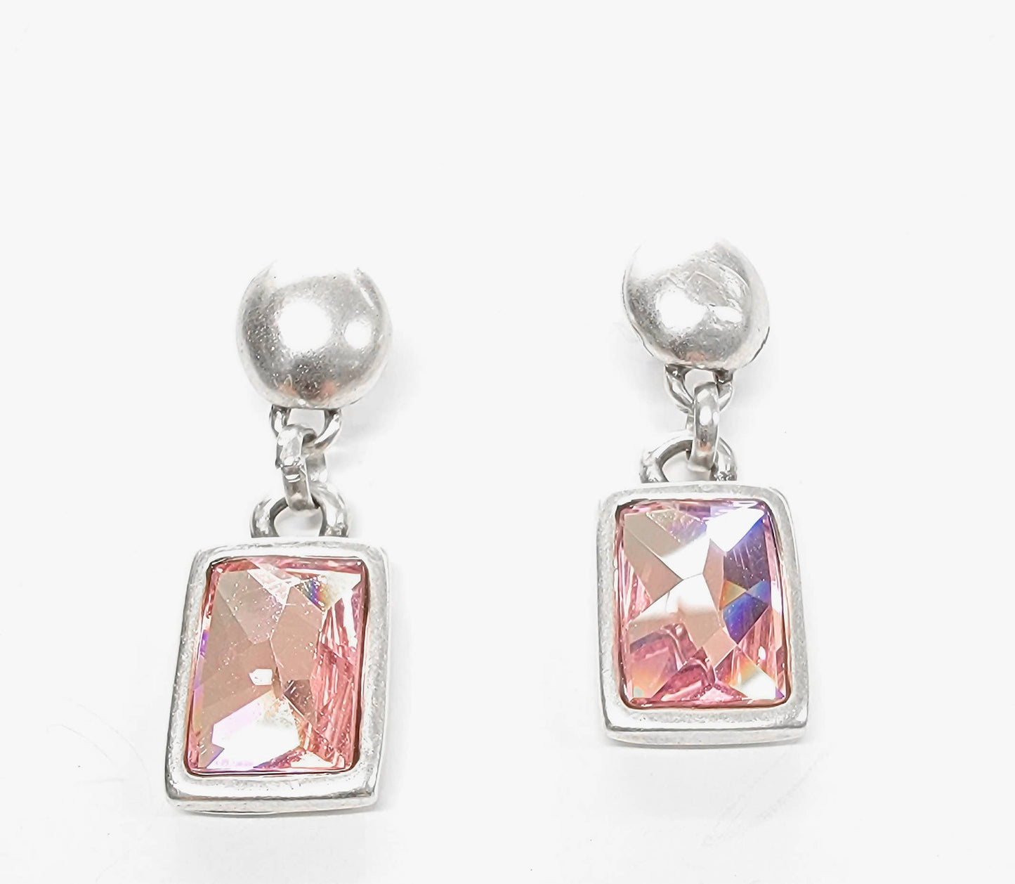 Chanour - Handmade Pink Crystal Pewter Earrings - 1816 Pink