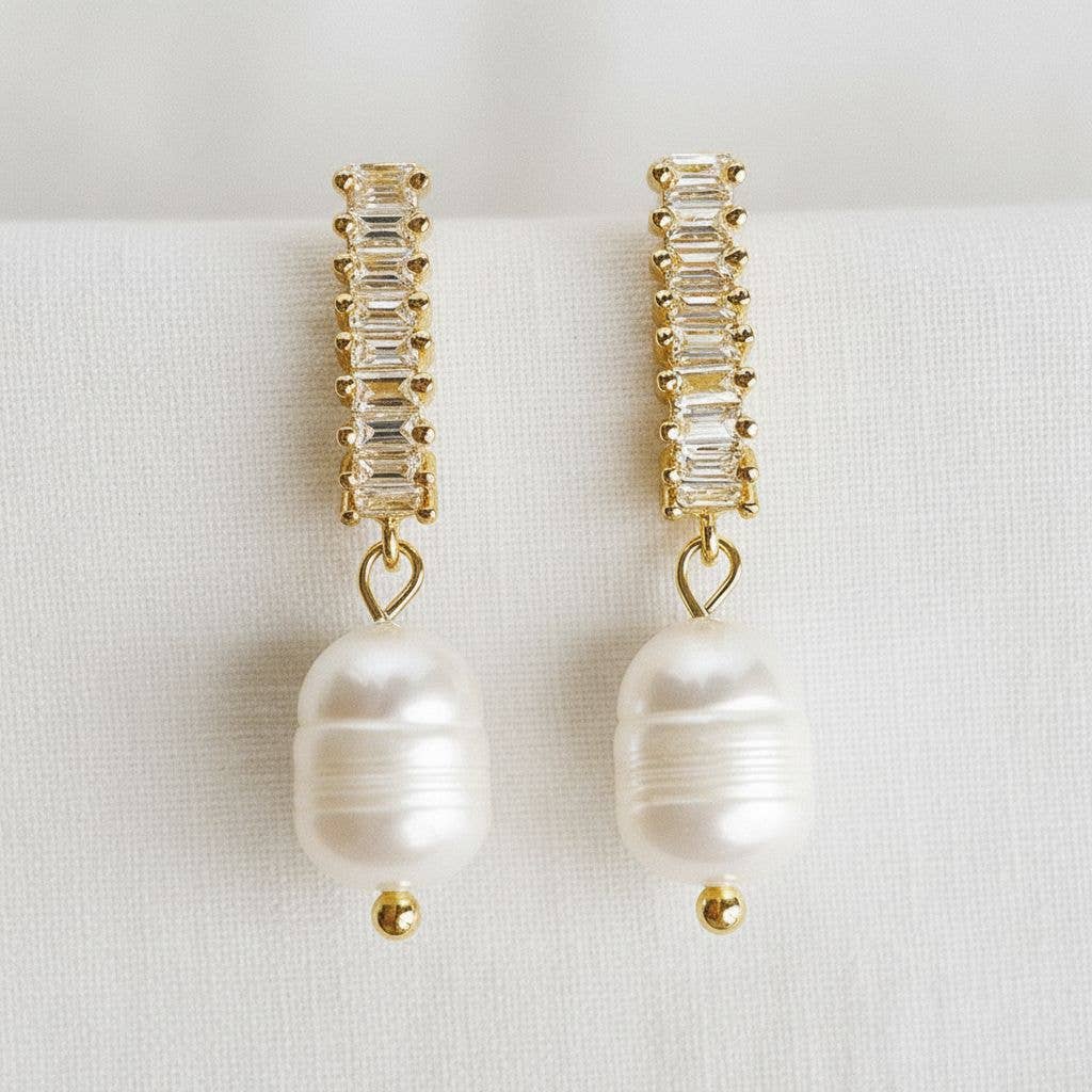 Ellemadera - Artisan Vintage Gemstone Pearl Drop Earrings
