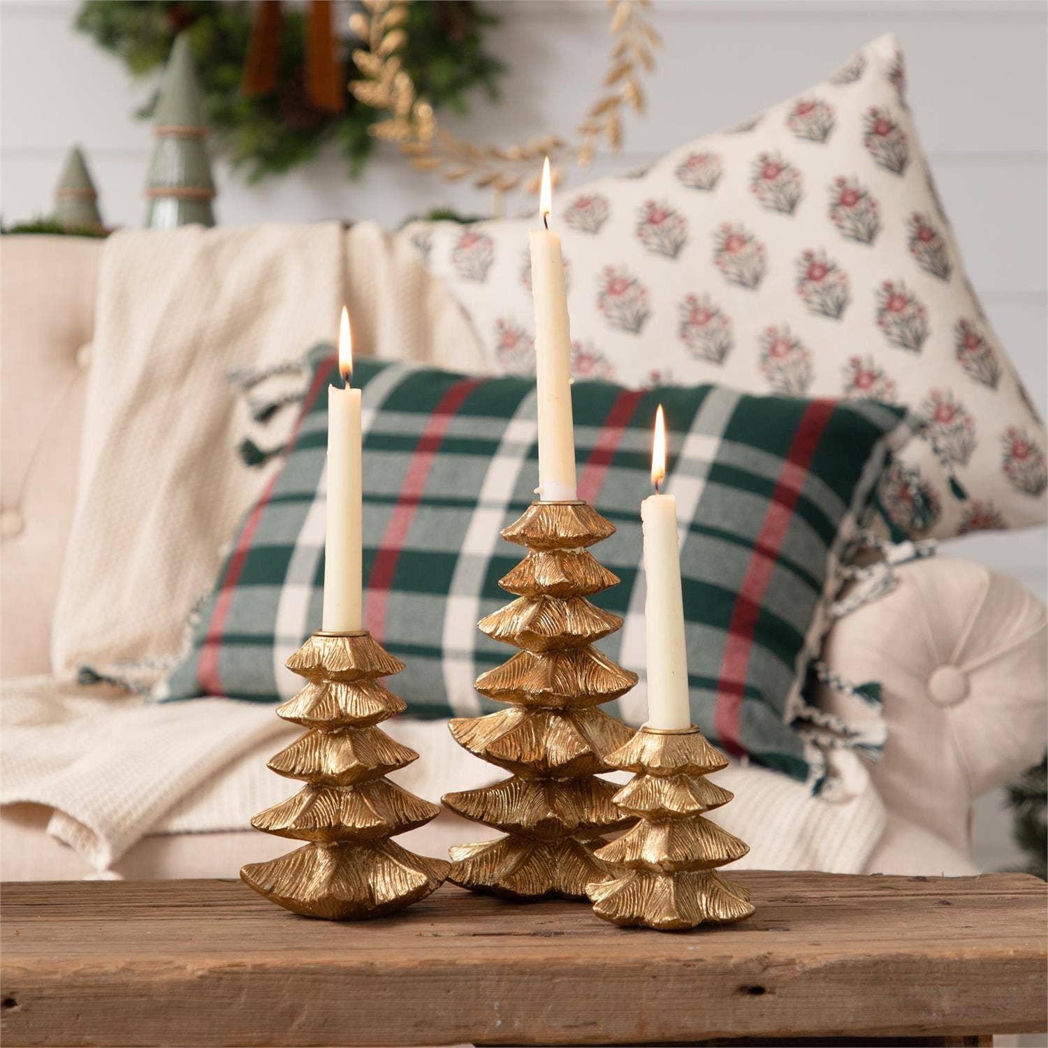 Audrey's Home & Gift - Gold Finish Christmas Tree Candle Holder