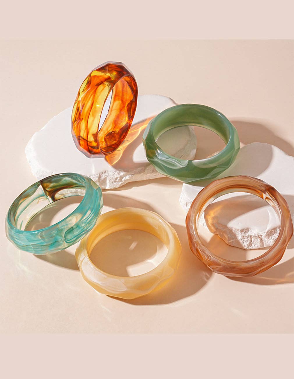 Dipped Shop - Vintage Striped Geometric Acrylic Bracelet DP25D619: Green