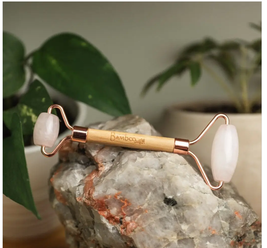 Bamboo Switch - Bamboo Facial Roller | Rose Quartz | Self Care Bestseller
