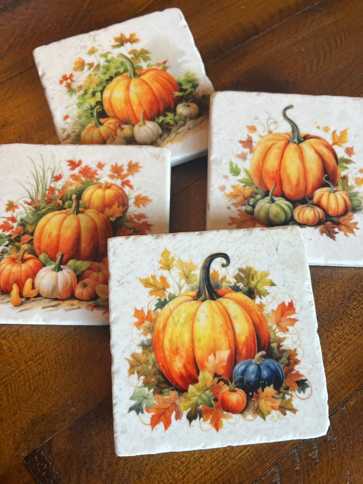 The Painted Lily - Pumpkin Bouquet stone coasters - case of 8