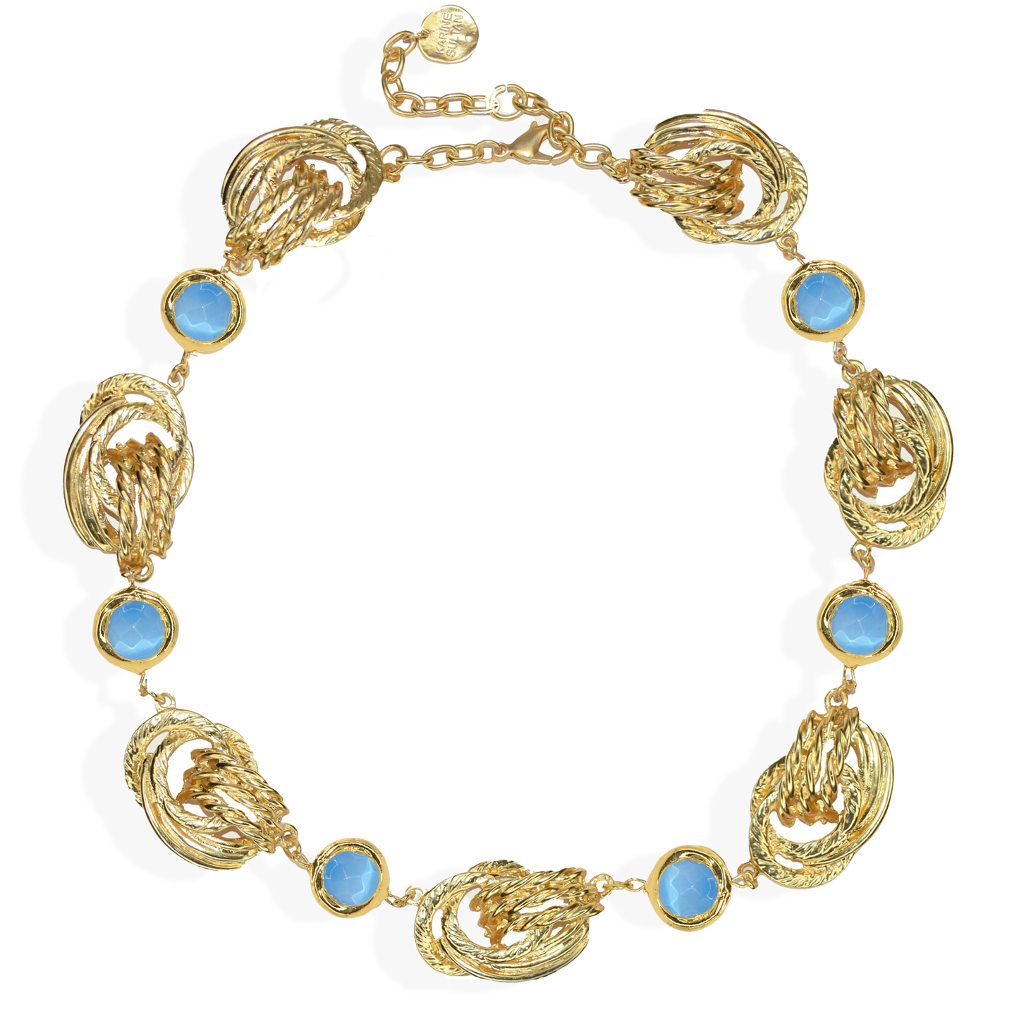 KARINE SULTAN - Knot X Coriandoli Statement Necklace: Aquamarine Blue