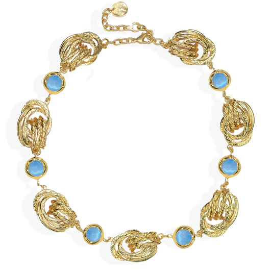 KARINE SULTAN - Knot X Coriandoli Statement Necklace: Aquamarine Blue