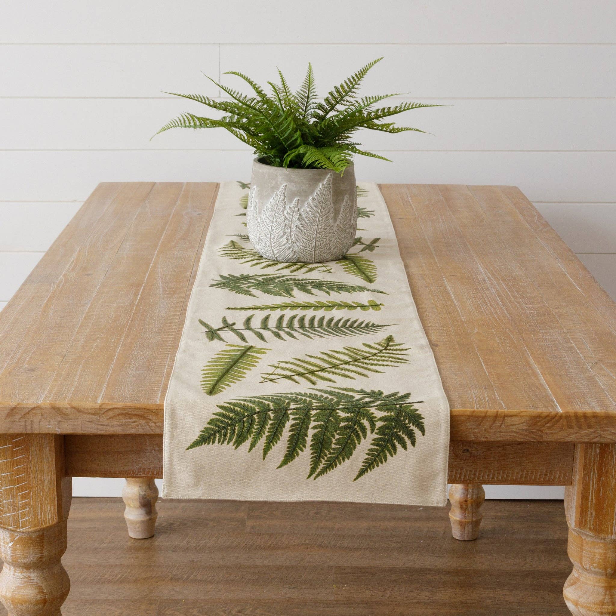 Audrey's Home & Gift - Table Runner - Embroidered Leafy Green - Thumbnail 2