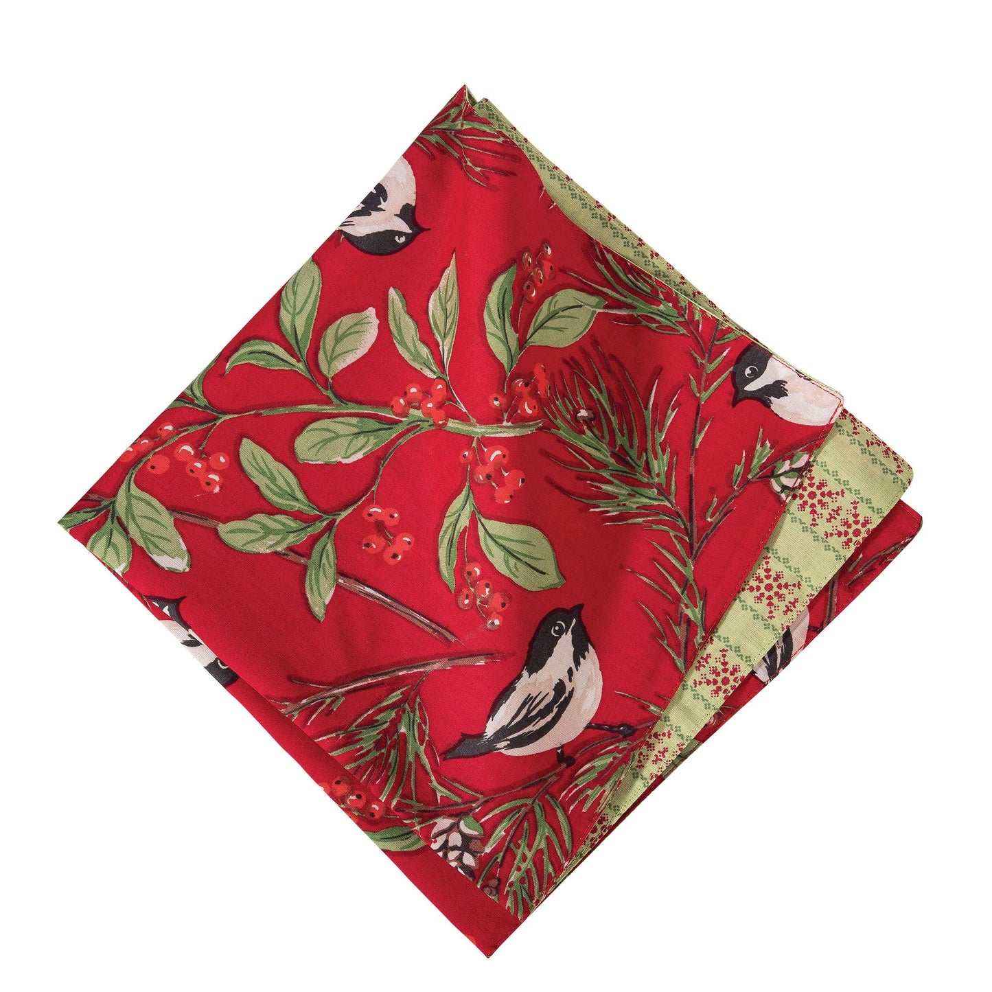 C&F Home - Christmas Chickadee Red Napkin