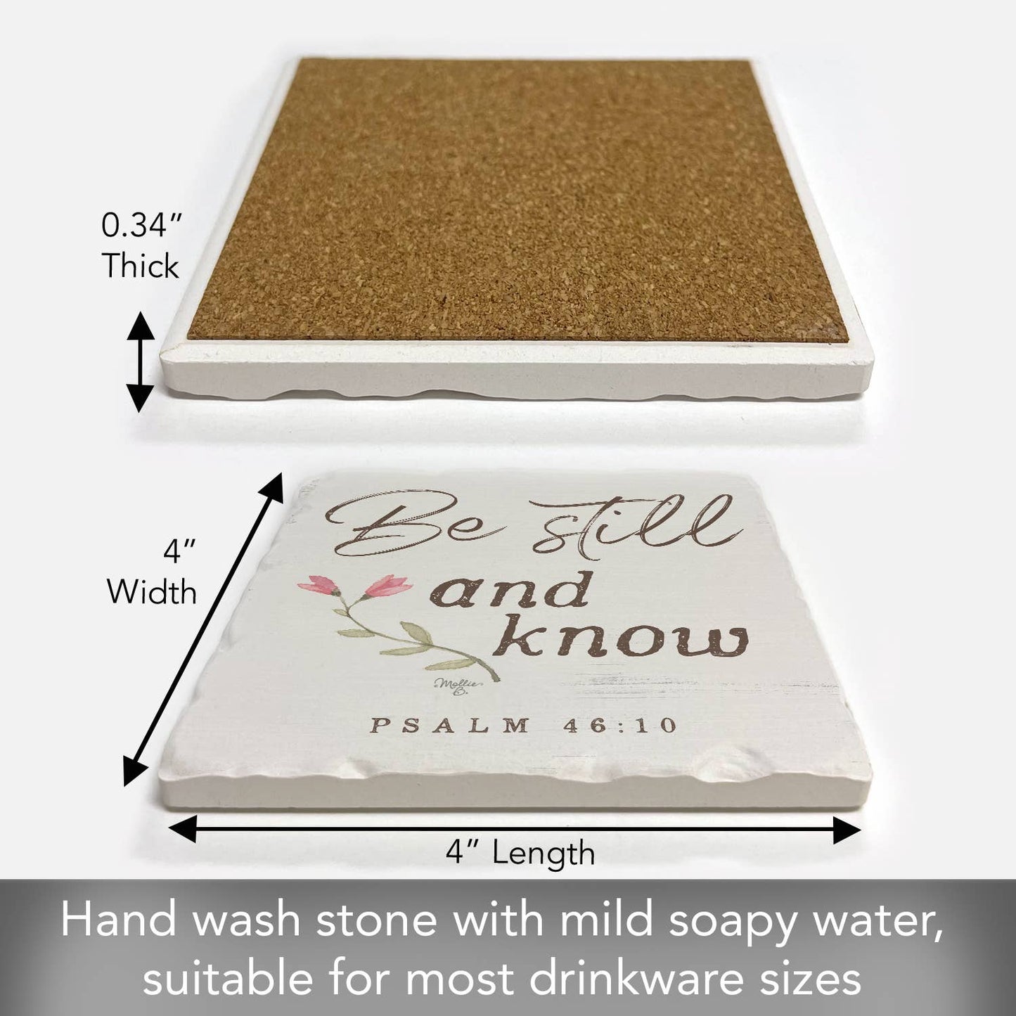 CounterArt/Highland Home/Thirstystone - Be Still & Know Single Absorbent Stone Tumbled Tile Coaster