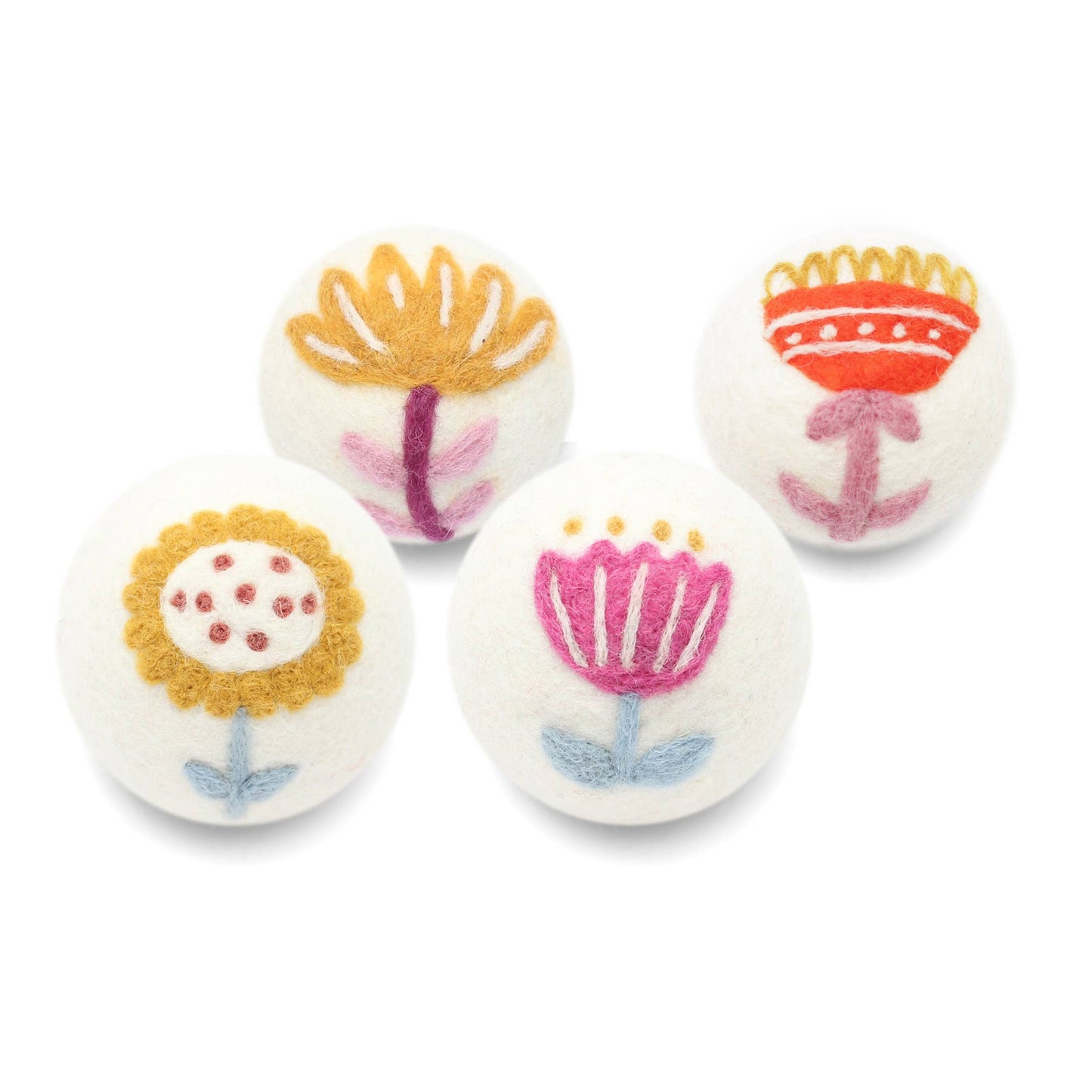 Ethical Global - Flowers: Eco Wool Dryer Balls Fair-Trade: Yellow/Pink