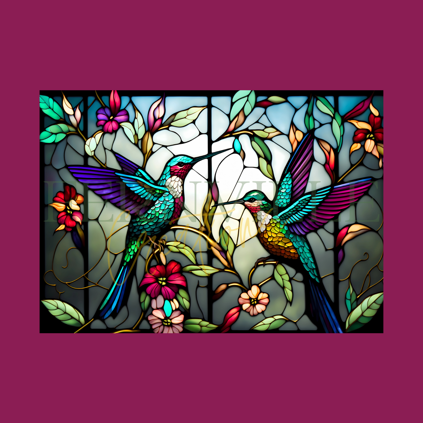 Fernville Creations - Hummingbird Tempered Glass Charcuterie & Serving Board: 11x15 inches