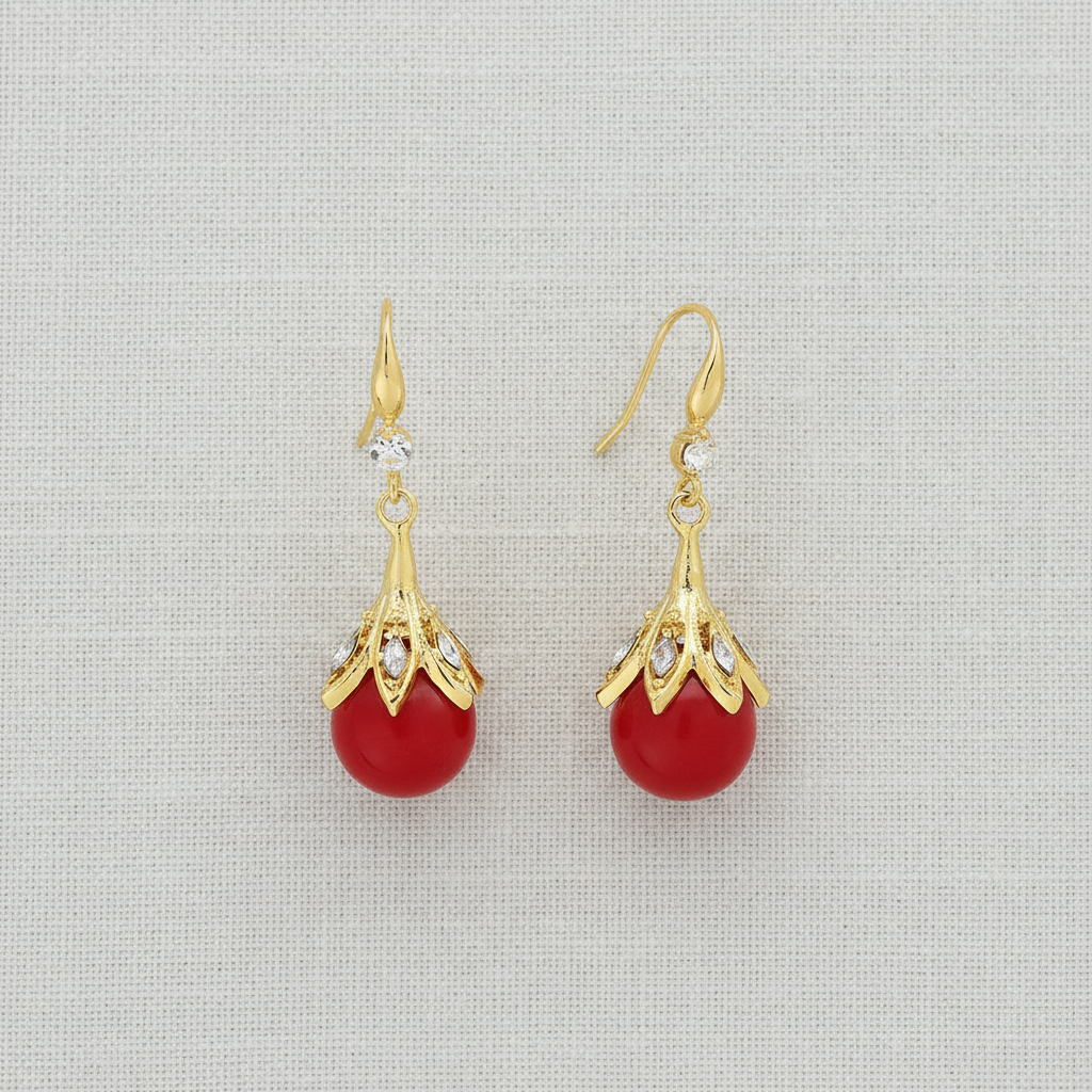 camilla dovey - Elegant Red Crystal Drop Earrings
