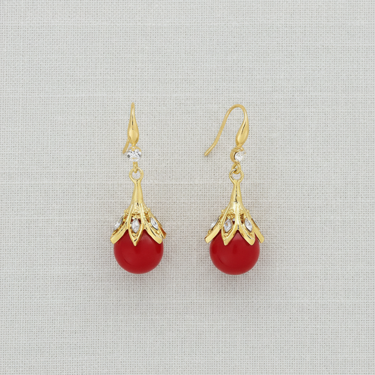camilla dovey - Elegant Red Crystal Drop Earrings
