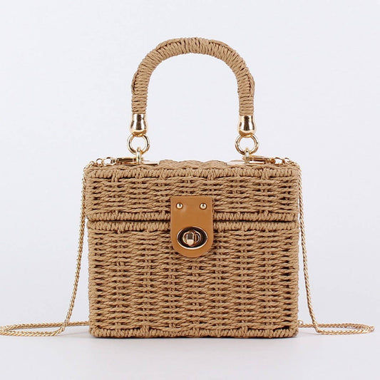 ACCITY - DUAL-PURPOSE LEISURE PAPER ROPE WOVEN BAG_CWAB4713: LIGHTBROWN / (OS) 1