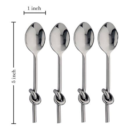 India Handicrafts Inc - 4-Piece SS Knot Handle Spoons