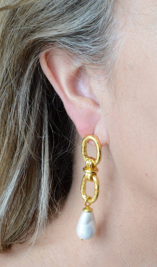 AJS Design Studio - Double Loop Pearl Earring