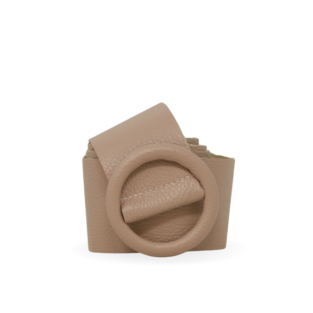 German Fuentes Handbags - CINT-06 CIRCULAR BUCKLE LEATHER BELT: Black