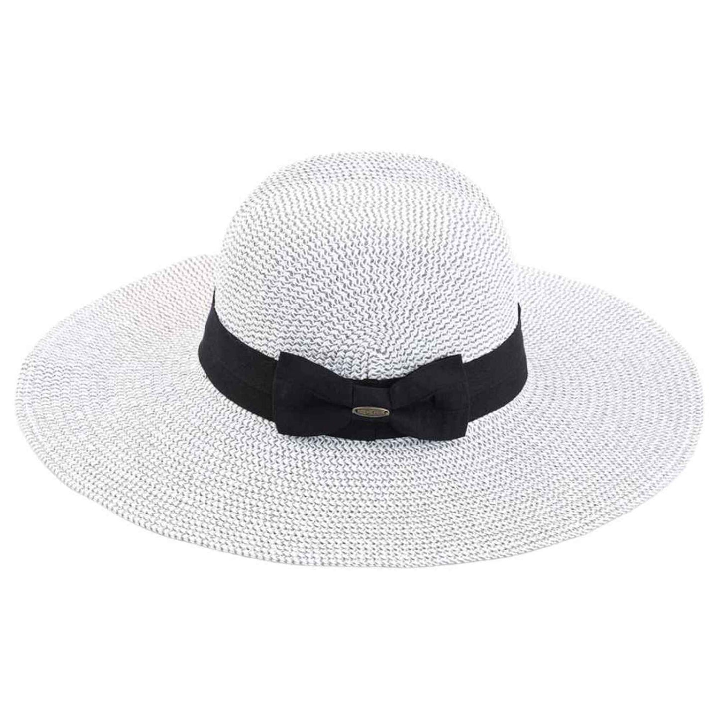 MiMi Wholesale - ST3954 Foldable Straw Sun Hat With Detachable Bow: Natural