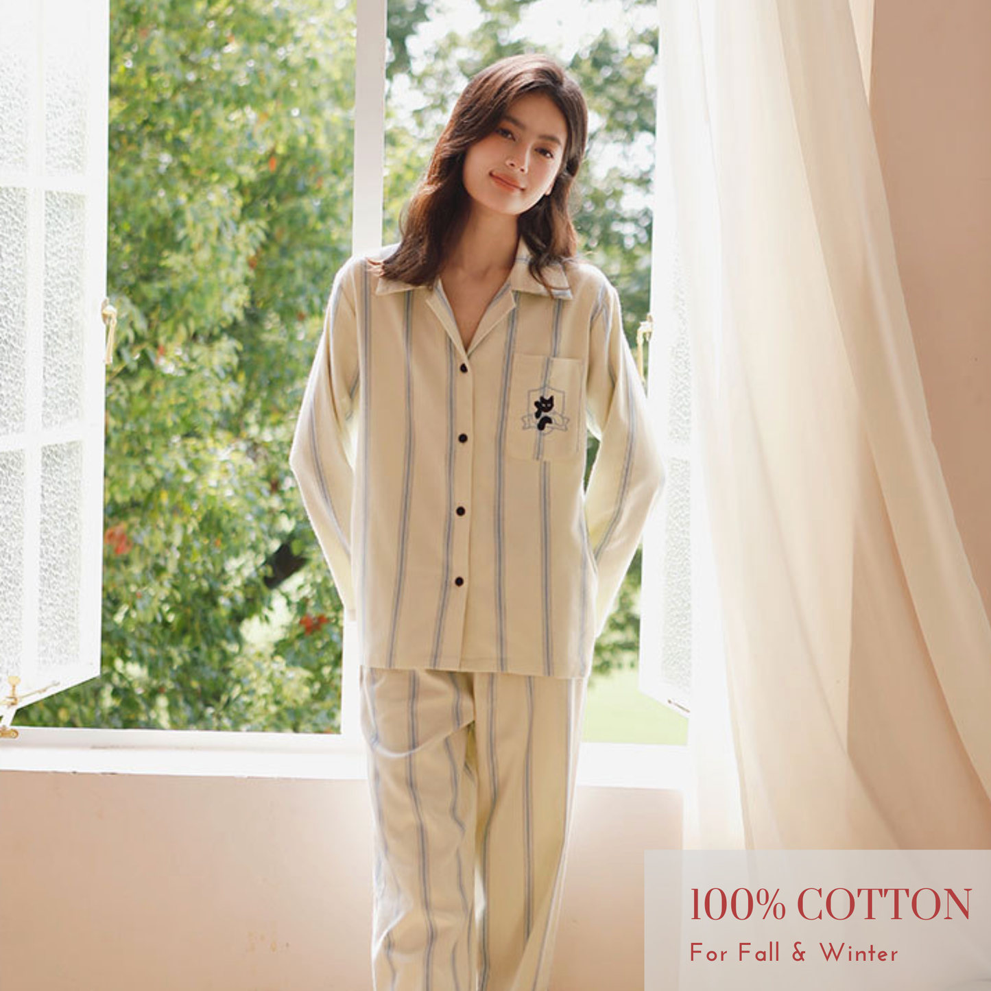 DrifWoo - Cotton Striped Loungewear Set – Comfortable & Warm: S