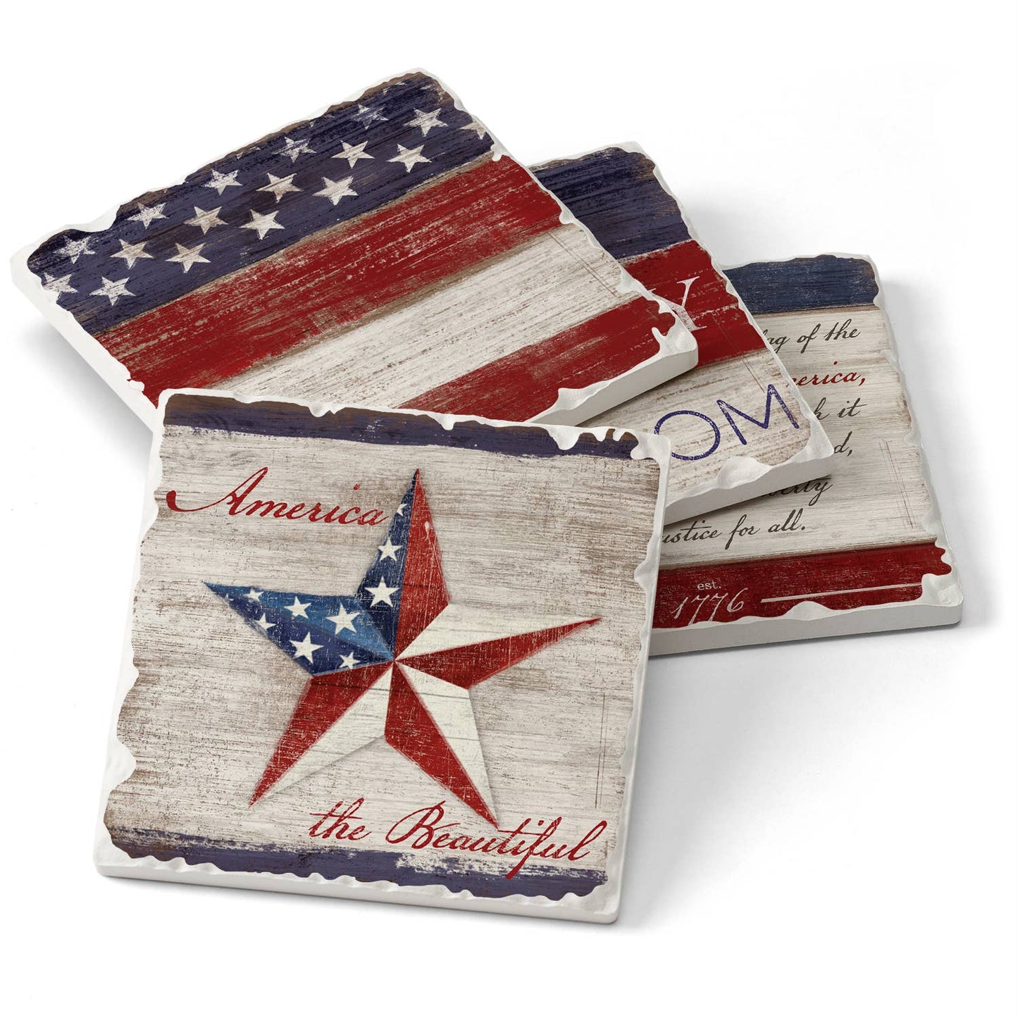 CounterArt/Highland Home/Thirstystone - Americana Assorted Image Tumbled Tile Coaster 4 Pack