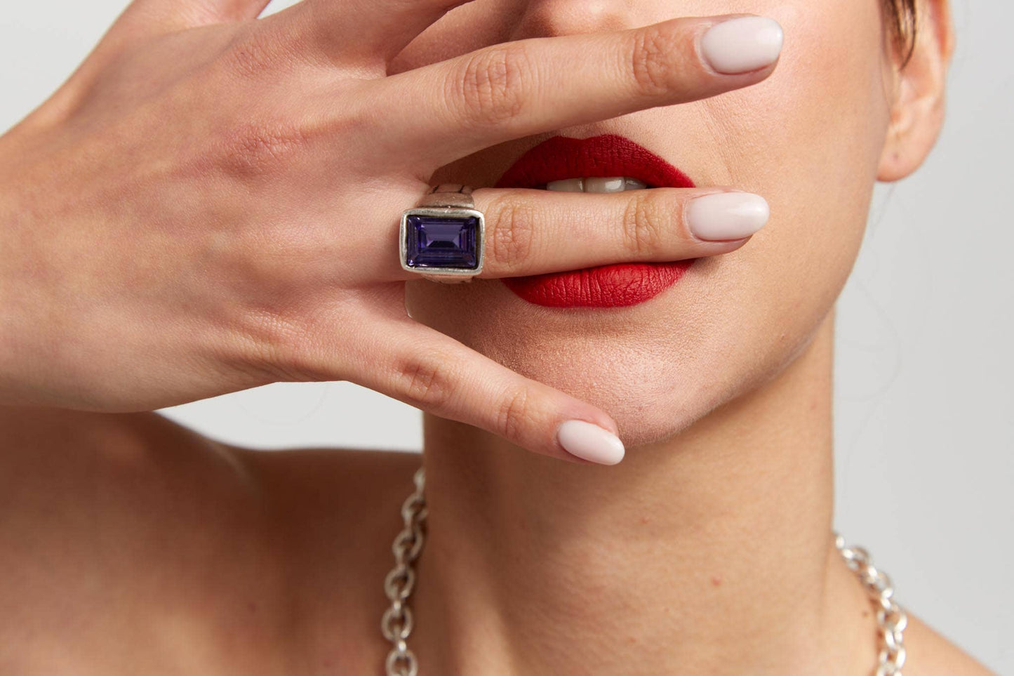 Chanour - Handmade Purple Crystal Brass Ring - 6915