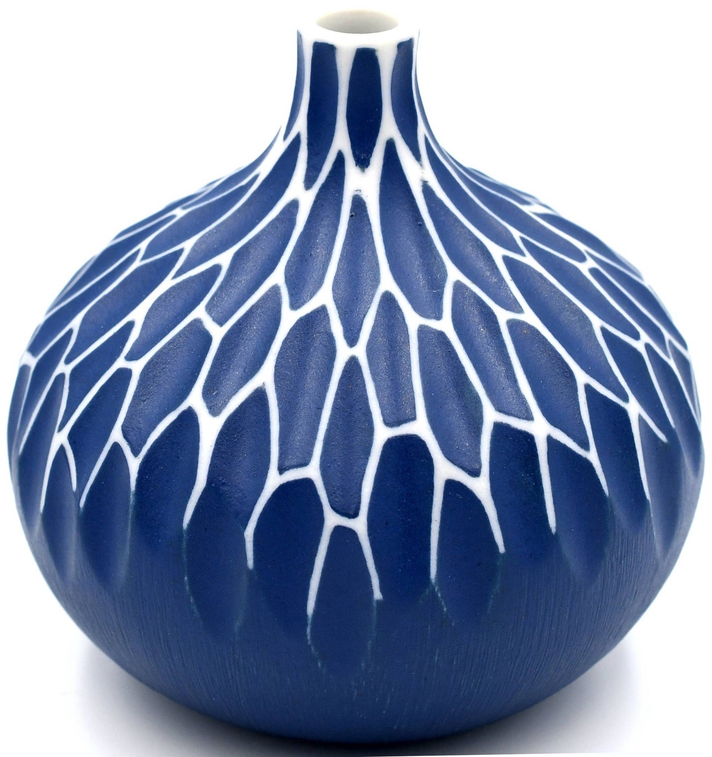 Art Floral Trading LLC - 524W69BLUE CONGO TINY L-Handcrafted Porcelain Bud Vase