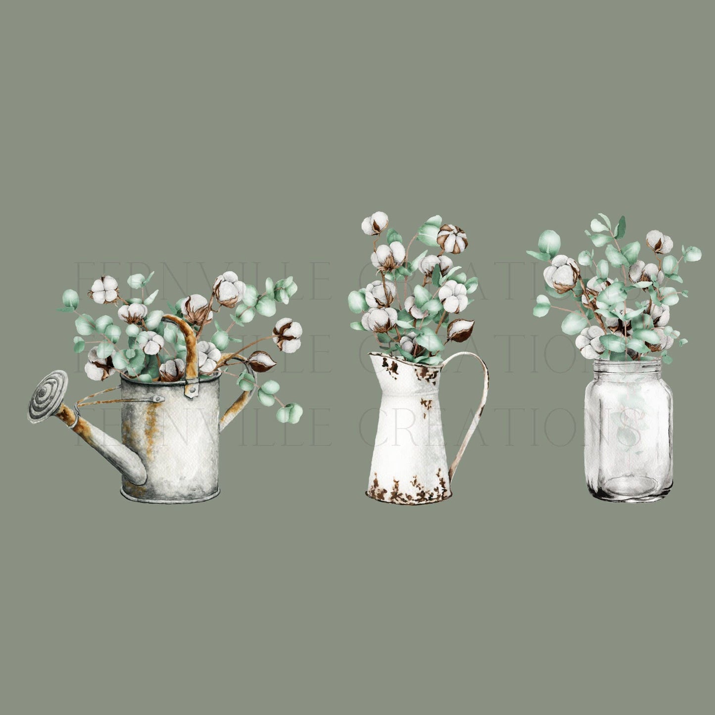 Fernville Creations - Eucalyptus & Cotton Fingertip Towels Elegant Bath Decor: Water Pitcher