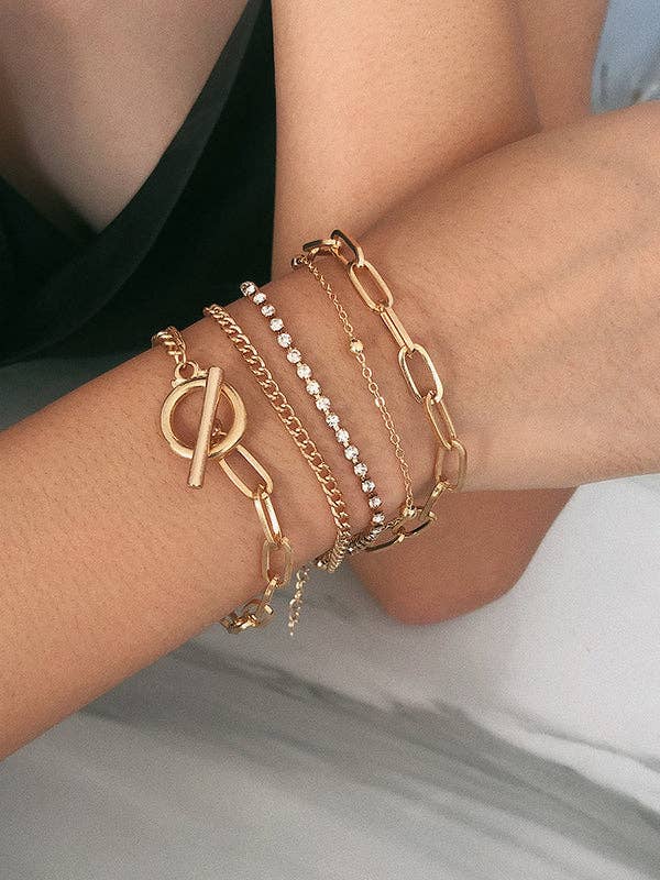 Elanora - Original Simple Rhinestone Chains Bracelet: SILVER / One_size