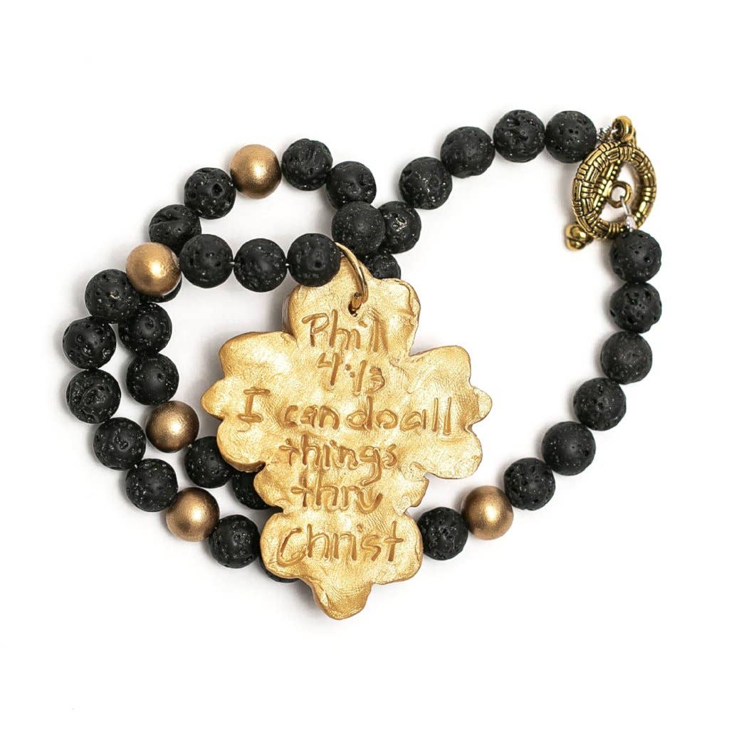 Hidden Truth Jewelry - Black Lava with Cherrie Cross Necklace