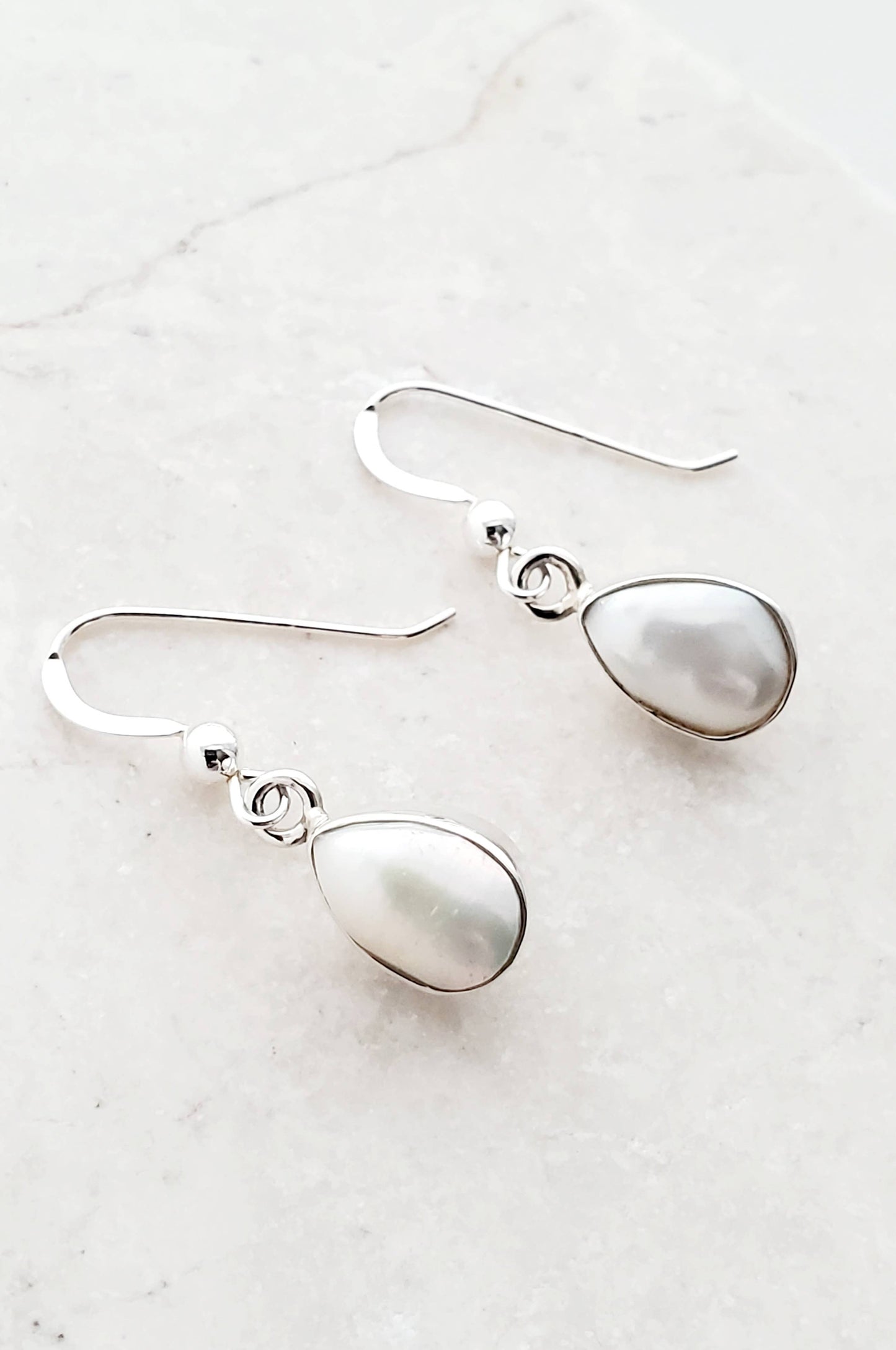 Sosie Designs - Sterling Silver Bezeled Teardrop Earring - Pearl