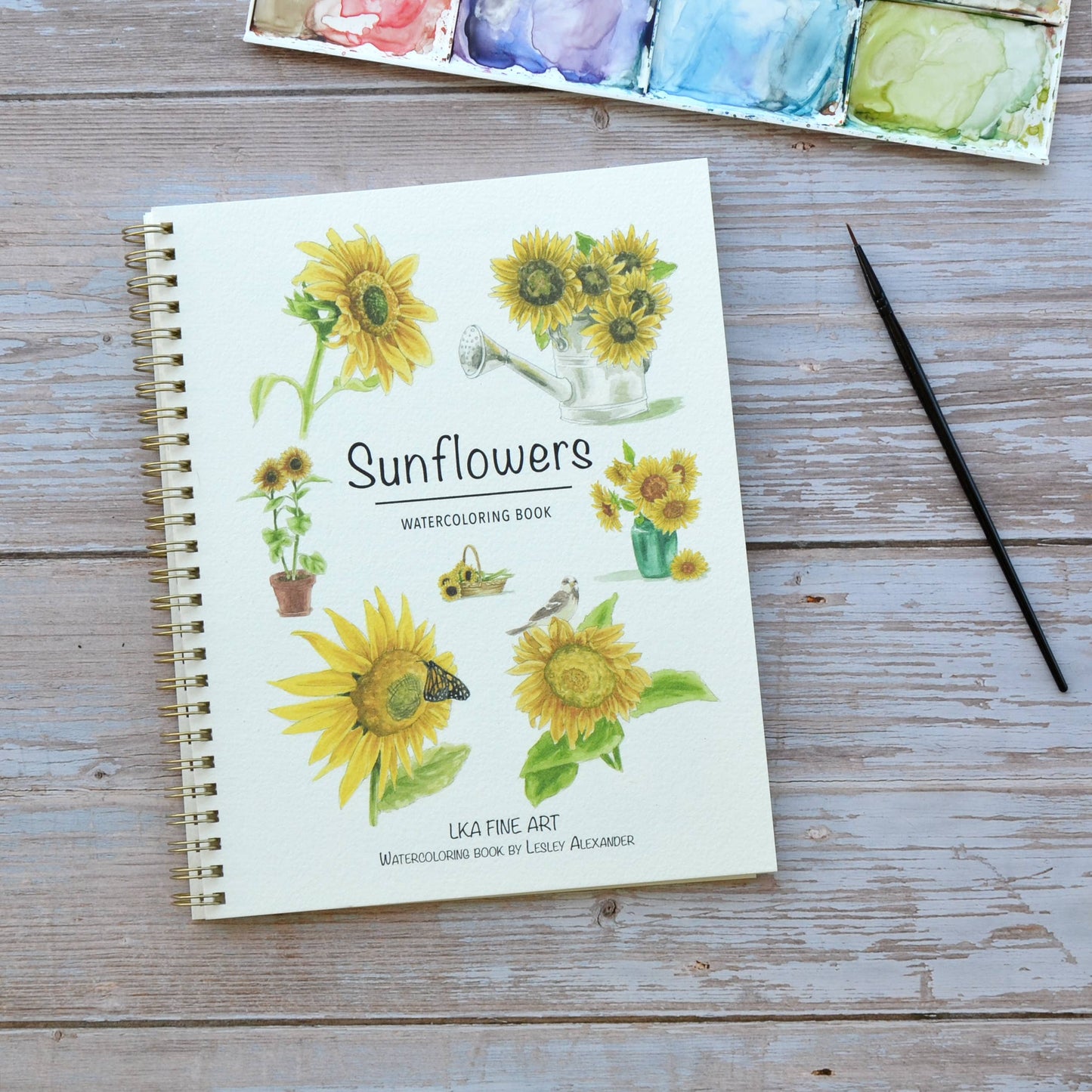 LKA Fine Art - Watercolor workbook, Sunflower Watercoloring book