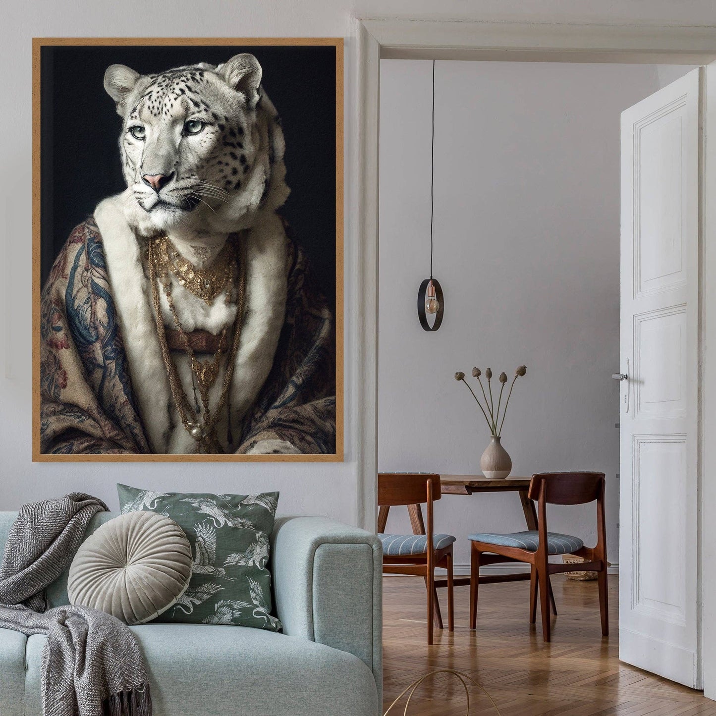 Ink & Drop - Snow Leopard 2 Animal Portrait Print: 11 ¾ x 15 ¾ in | 30x40 cm / Matte